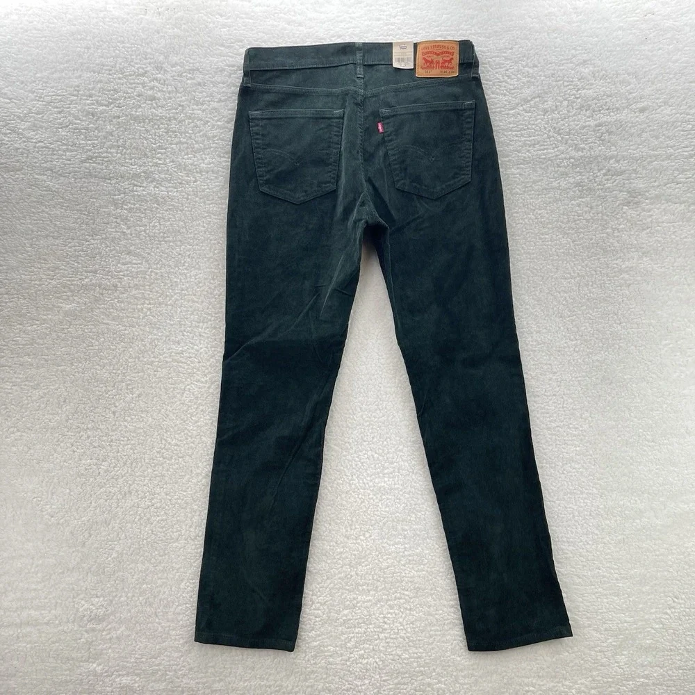 Levis 511 Pants Mens 36x34 Green Corduroy Pinwale Slim Fit Preppy Normcore New